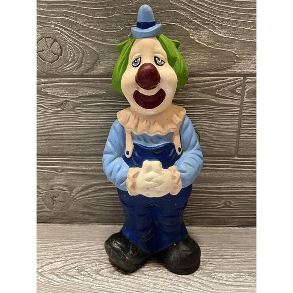 Vintage 1970s Hand Painted Ceramic Clown Smiling Happy Creepy Kitschy Decor - Picture 1 of 6
